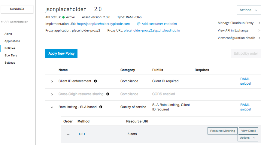 RAML code snippet showing client ID and client secret configuration